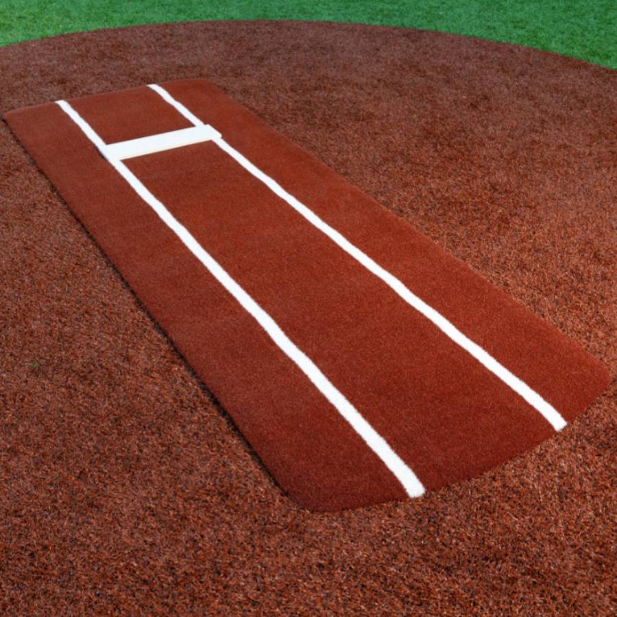Portolite PROSP1036 Pro Spiked Softball Game Pitching Mat W/ Lane Stripes - 11'L x 4'W