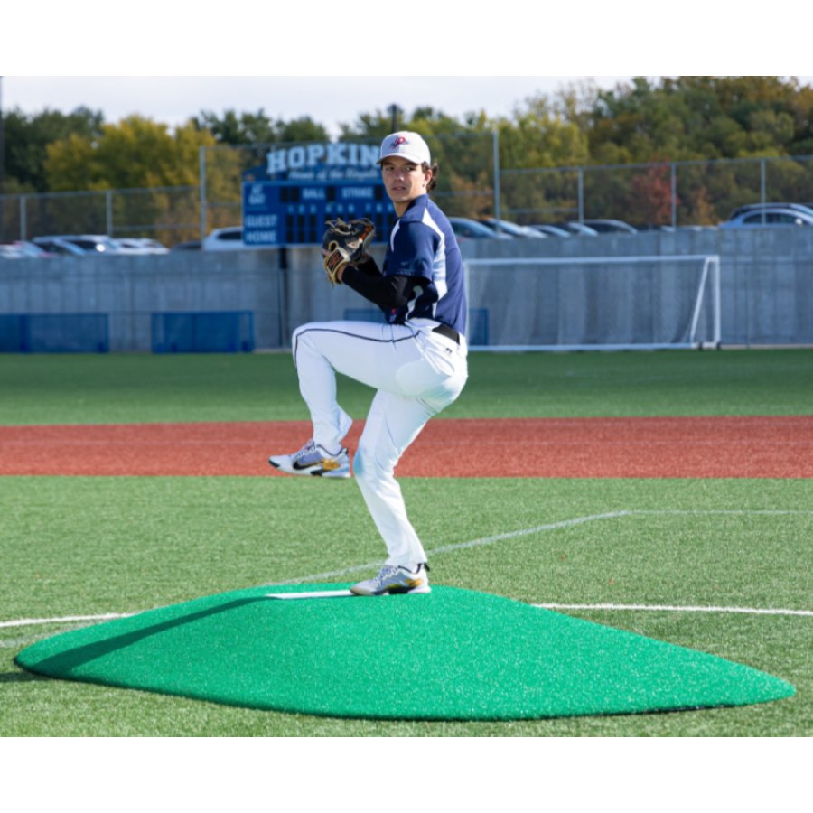 Portolite 8125 High School 8" One-Piece Baseball Game Pitching Mound - 8"H x 10'5"L x 7'W Green Turf