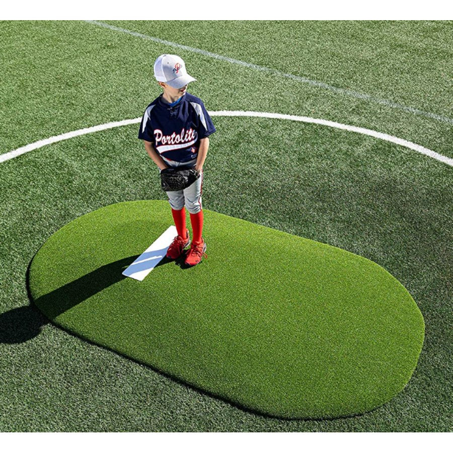 Portolite 6107 Youth 6" One-Piece Baseball Game Pitching Mound - 6"H x 8'11"L x 5'W Green Turf