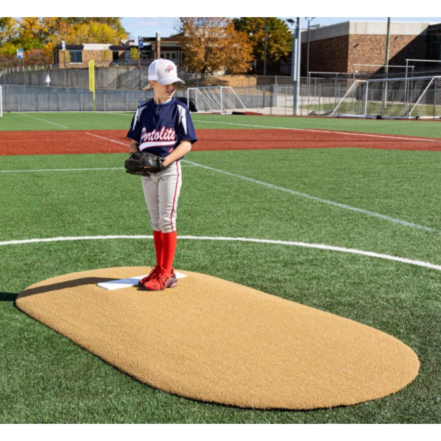 Portolite 6107 Youth 6" One-Piece Baseball Game Pitching Mound - 6"H x 8'11"L x 5'W Green Turf
