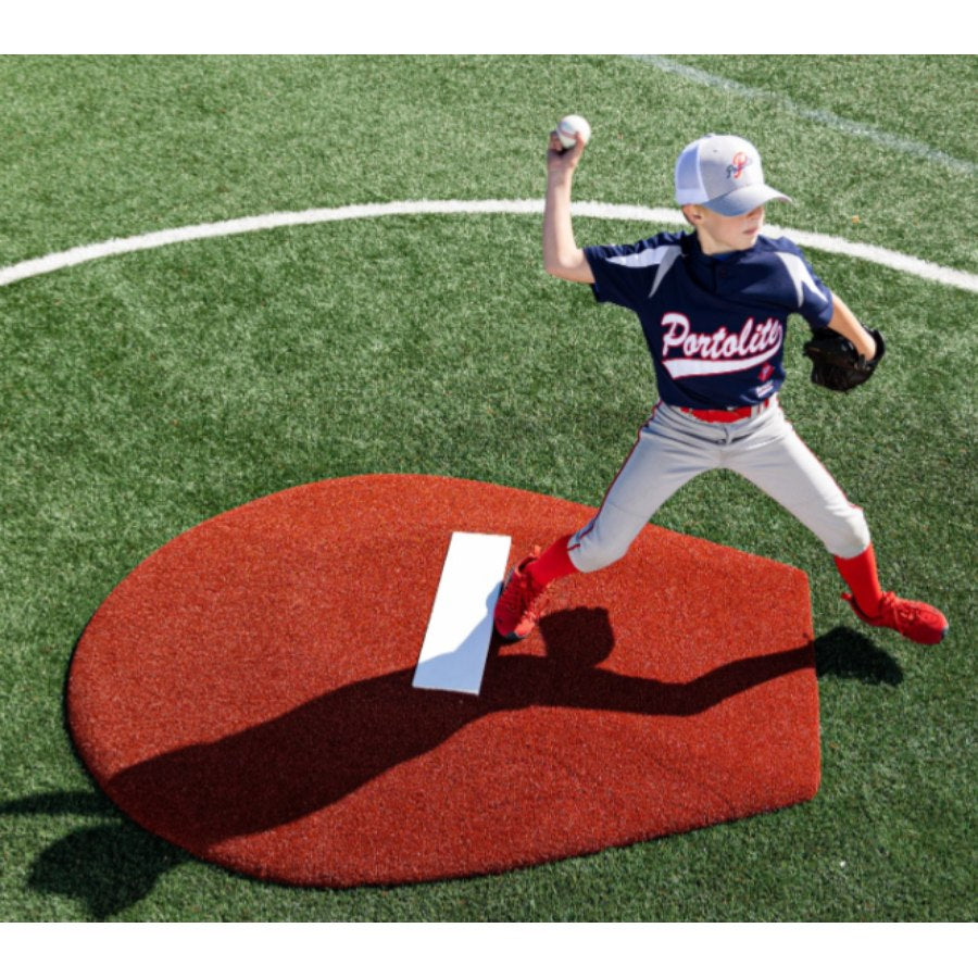 Portolite 7363 Youth 6" Oversized Stride Off One-Piece Baseball Game Pitching Mound - 6"H x 6'L x 5'W Green Turf