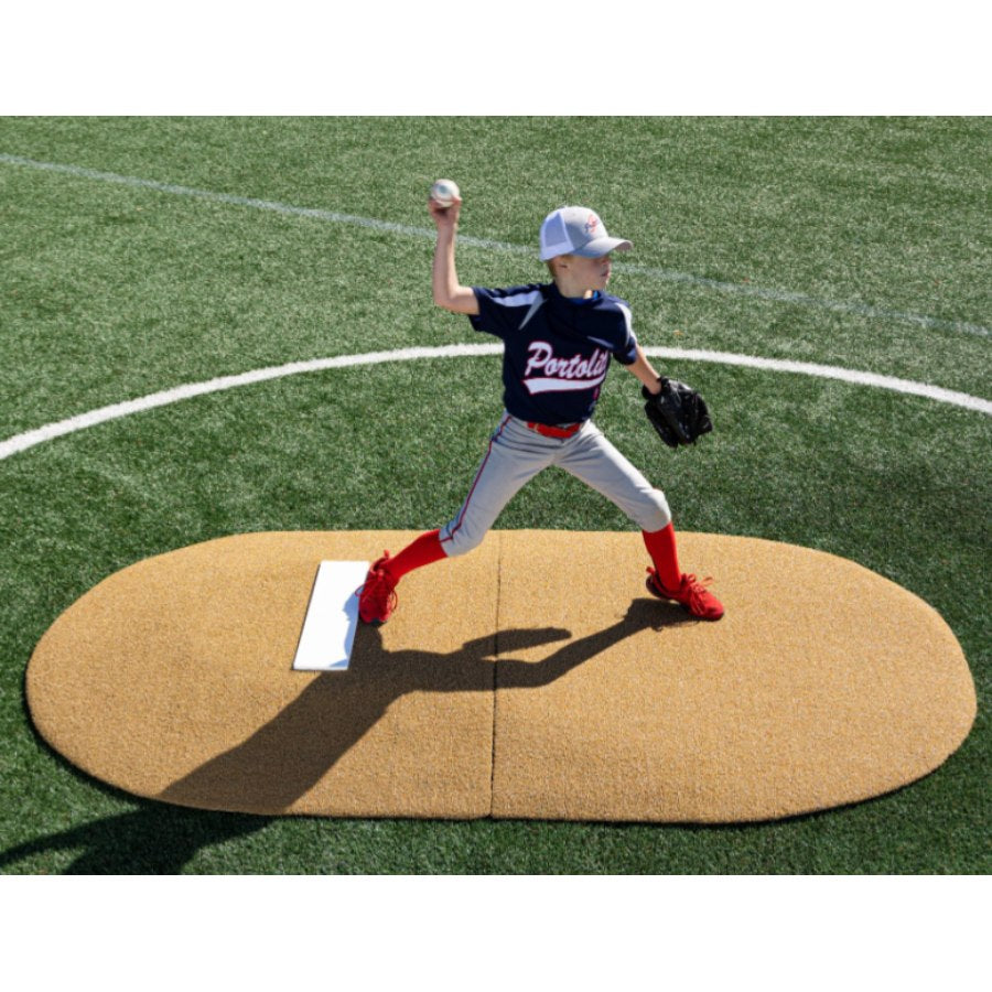 Portolite TPM6107 Youth 6" Two-Piece Baseball Game Pitching Mound - 6"H x 8'11"L x 5'W Green Turf