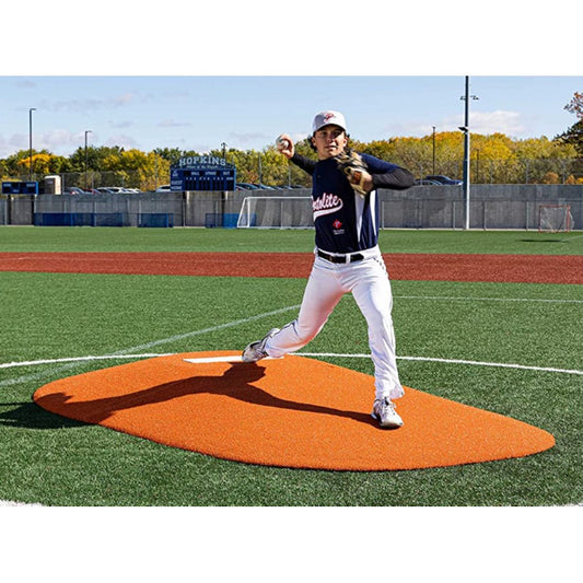 Portolite TPM8125 High School 8" Two-Piece Baseball Game Pitching Mound - 8"H x 10'5"L x 7'W Green Turf