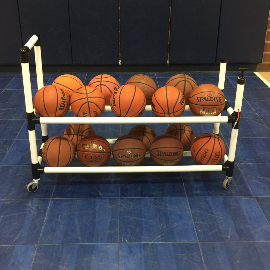Power Dribble Ball Cart With Ball Pump Built In 10 Ball Cart w/ Pump