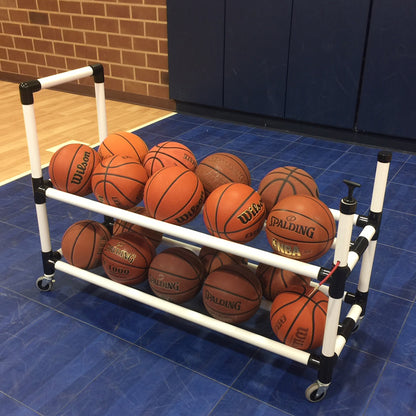 Power Dribble Ball Cart With Ball Pump Built In 10 Ball Cart w/ Pump