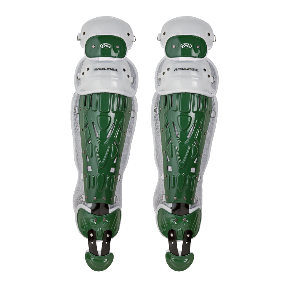 Rawlings Velo 2.0 Two Tone Catcher's Leg Guards - Adult Dark Green / White