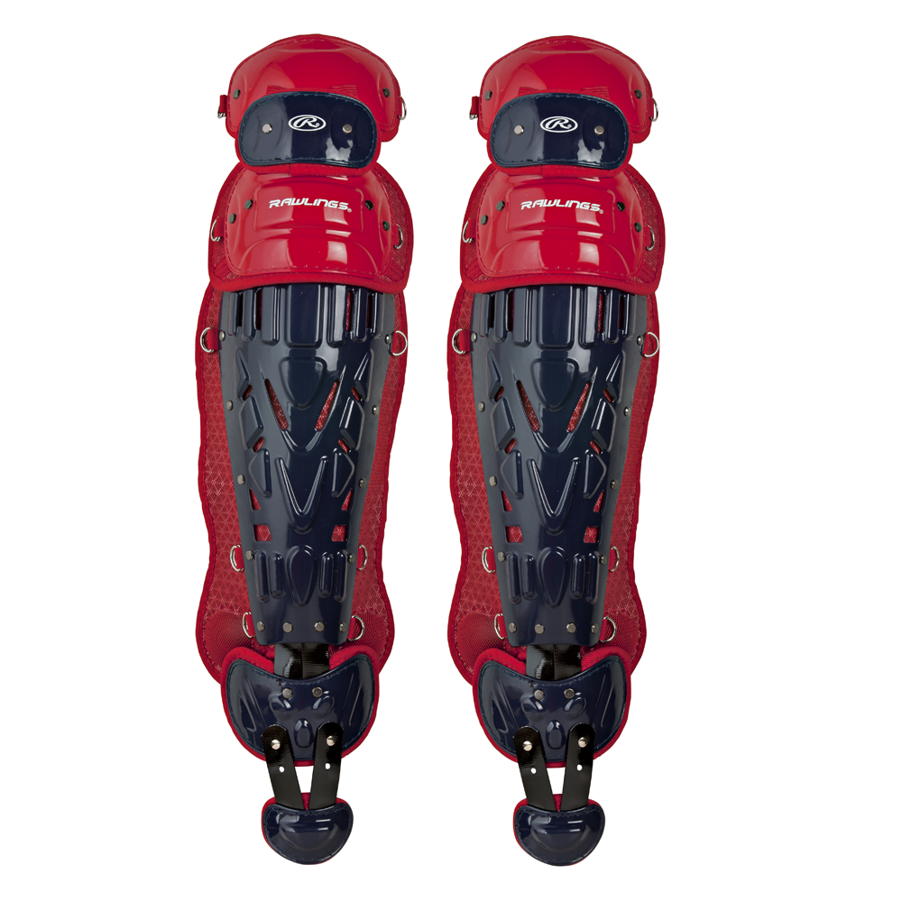 Rawlings Velo 2.0 Two Tone Catcher's Leg Guards - Adult Navy / Scarlet