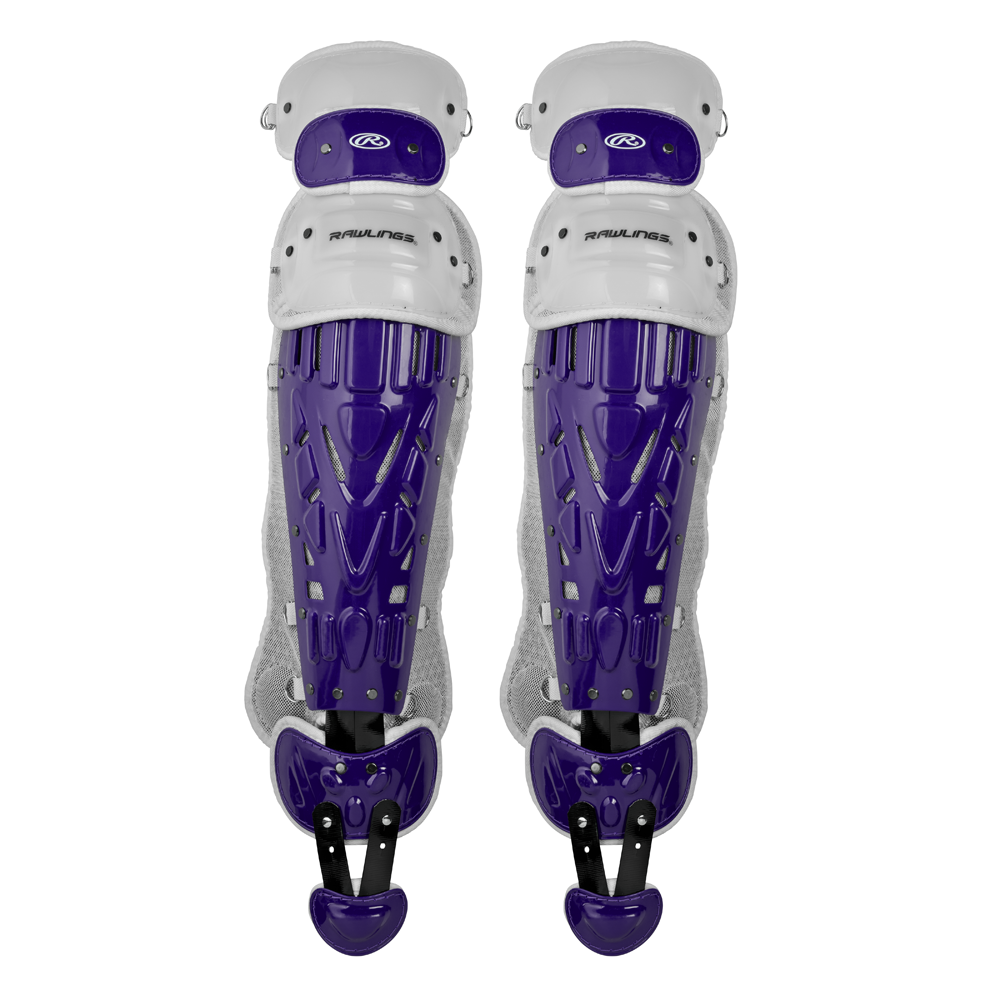 Rawlings Velo 2.0 Two Tone Catcher's Leg Guards - Adult Purple / White