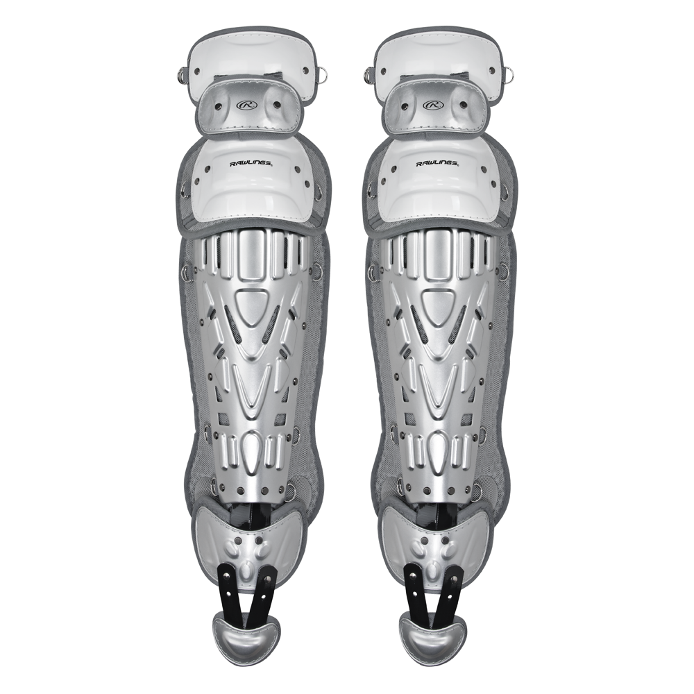 Rawlings Velo 2.0 Two Tone Catcher's Leg Guards - Adult White / Silver