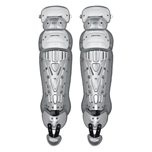 Rawlings Velo 2.0 Two Tone Catcher's Leg Guards - Adult White / Silver