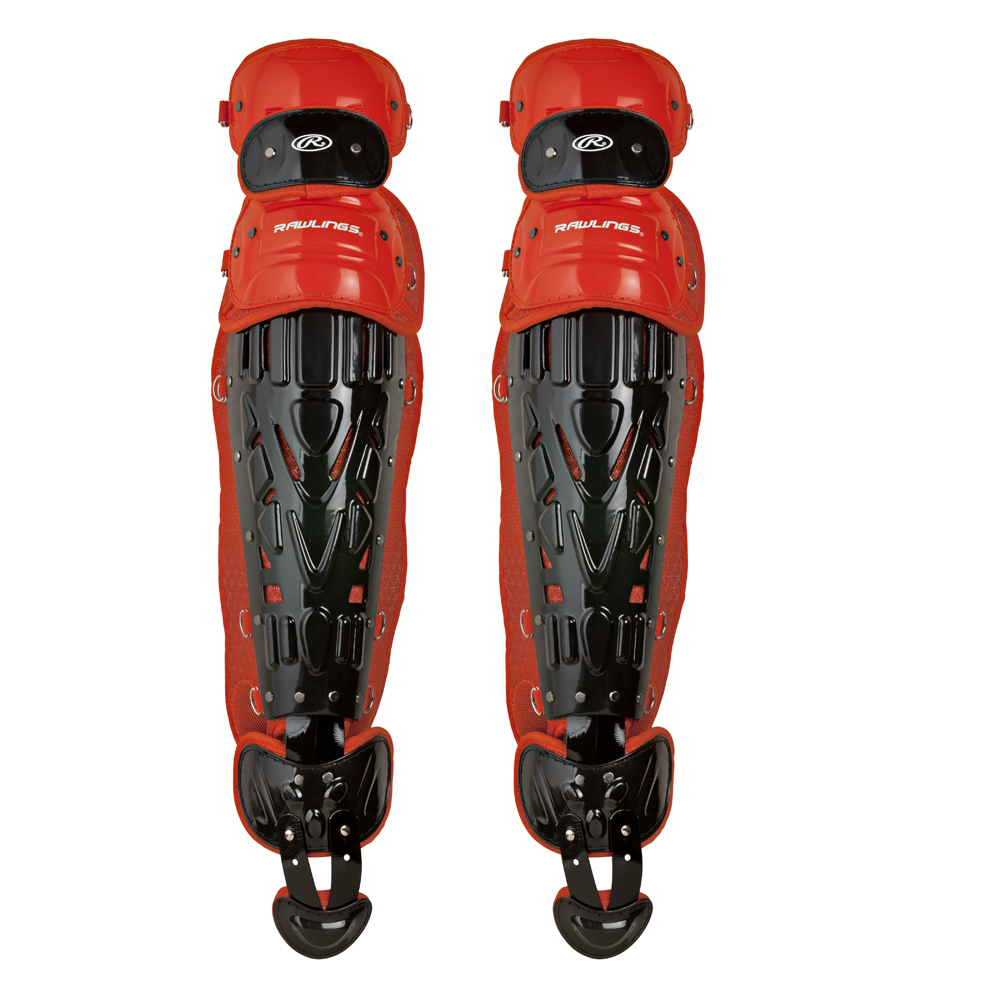 Rawlings Velo 2.0 Two Tone Catcher's Leg Guards - Intermediate Black / Orange