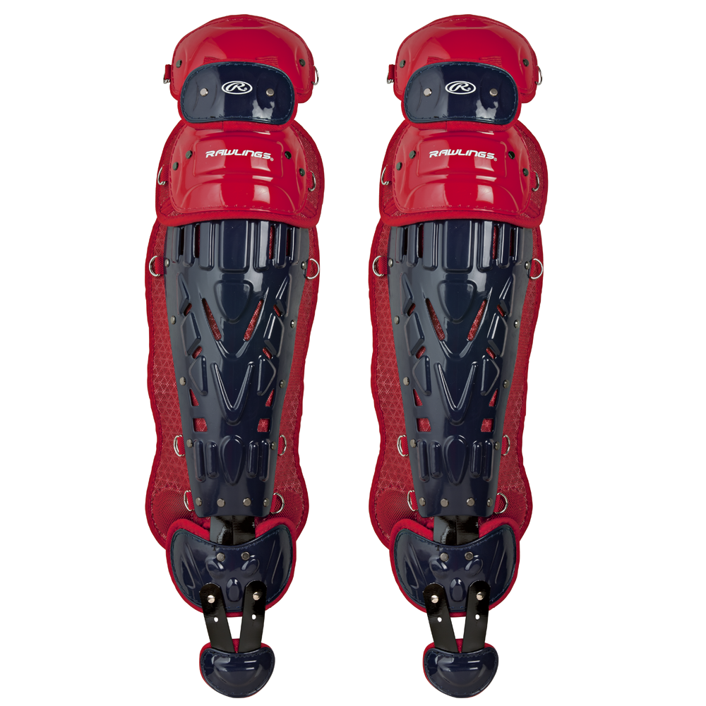 Rawlings Velo 2.0 Two Tone Catcher's Leg Guards - Intermediate Navy / Scarlet