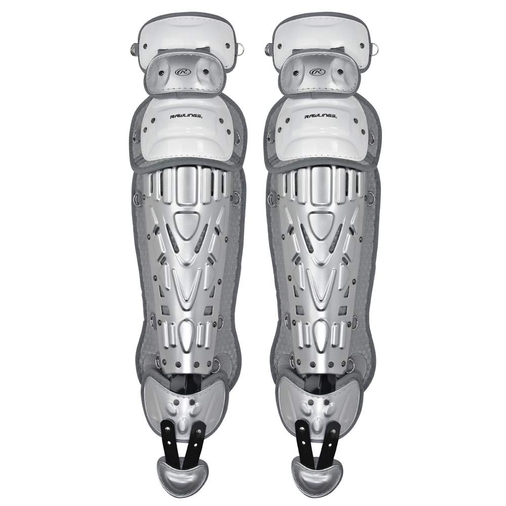 Rawlings Velo 2.0 Two Tone Catcher's Leg Guards - Intermediate White / Silver