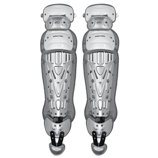 Rawlings Velo 2.0 Two Tone Catcher's Leg Guards - Intermediate White / Silver
