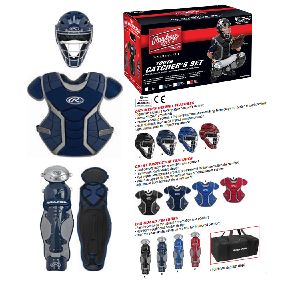 Rawlings Renegade Series Catcher's Set Ages 12 & Under Black
