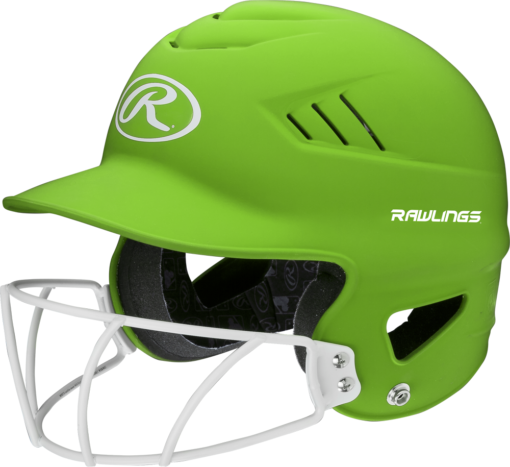 Rawlings Coolflo Softball Batting Helmet With Mask Matte Neon Green