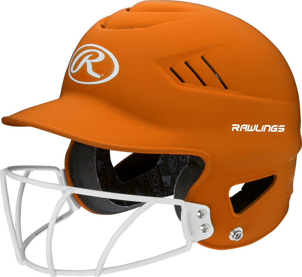 Rawlings Coolflo Softball Batting Helmet With Mask Matte Neon Orange