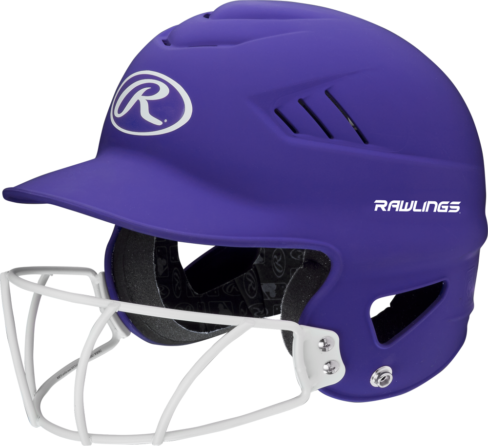 Rawlings Coolflo Softball Batting Helmet With Mask Matte Neon Purple