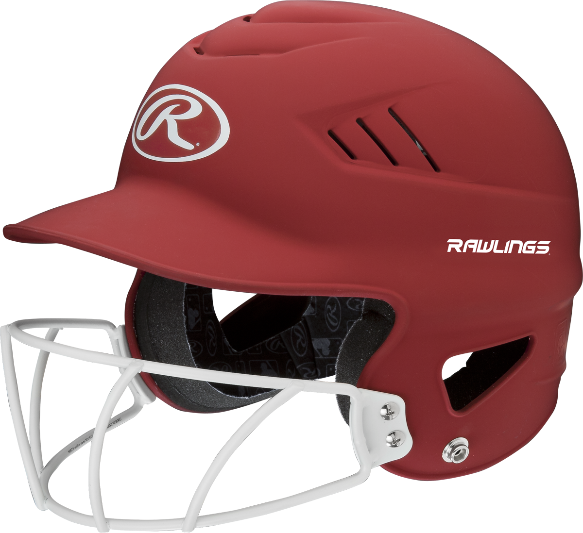 Rawlings Coolflo Softball Batting Helmet With Mask Matte Scarlet