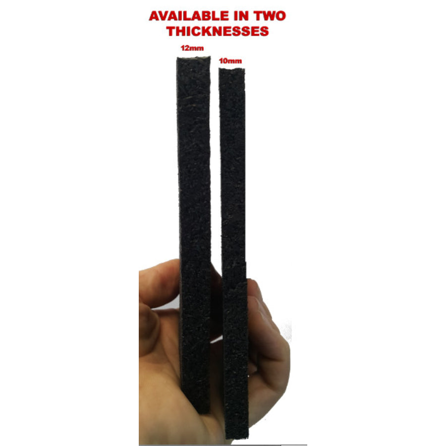 A close up comparison of 10mm and 12mm roll out runway so you can see the difference in thickness.