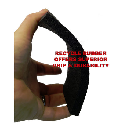 Roll out runway being flexed in a persons hand so you can see the flexibility of the material.