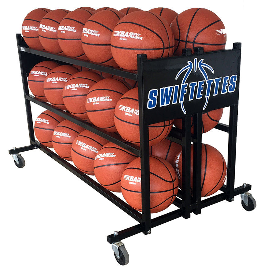 Super Tuff Basketball Custom Logo Ball Rack Holds 30 Balls – Morley ...