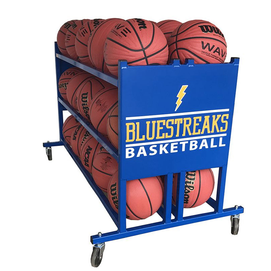 Super Tuff Basketball Custom Logo Ball Rack Holds 30 Balls – Morley ...