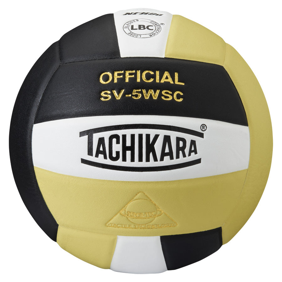 Tachikara SV5WSC Super Soft Volleyball Black/White/Vintage Gold