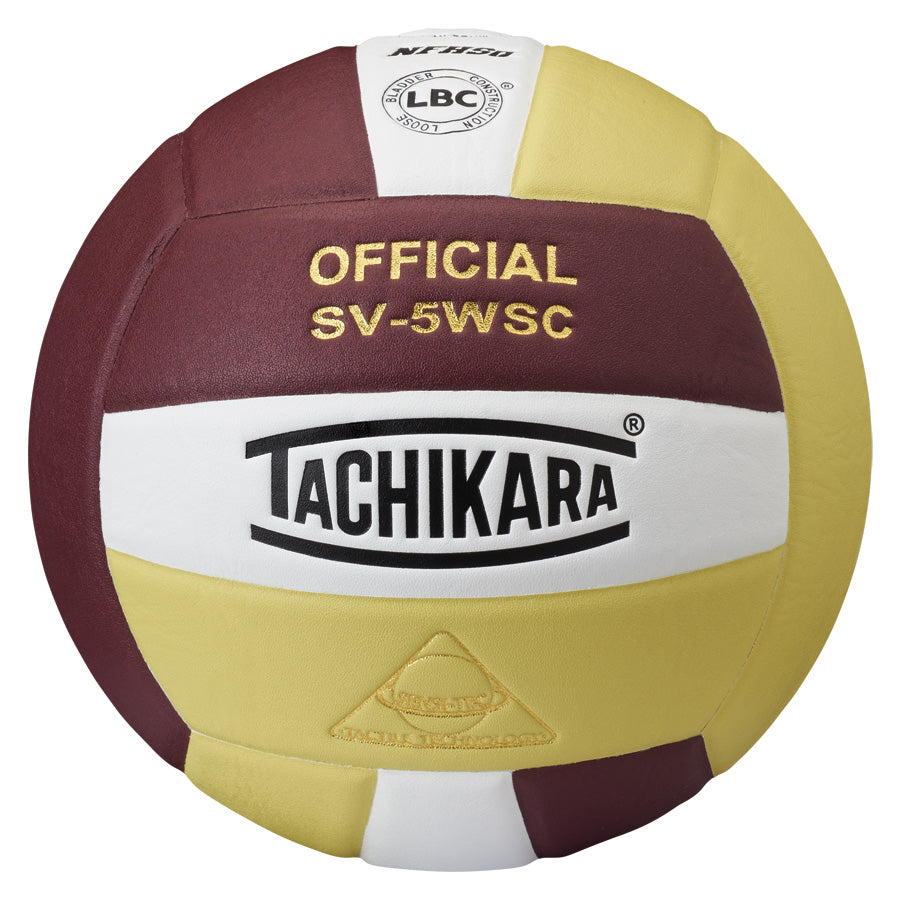 Tachikara SV5WSC Super Soft Volleyball Cardinal/White/Vintage Gold