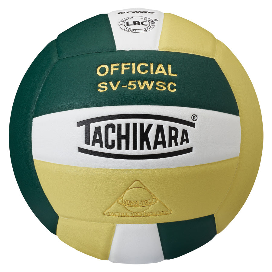 Tachikara SV5WSC Super Soft Volleyball Dark Green/White/Vintage Gold