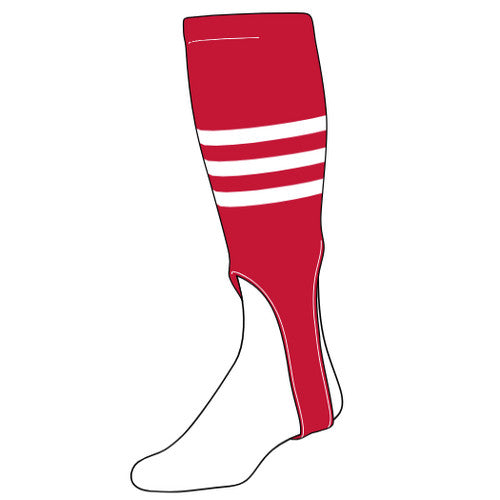 Stock Triple Stripe Baseball Stirrups Scarlet With White Stripes Typically Ships in 1-2 Business Days