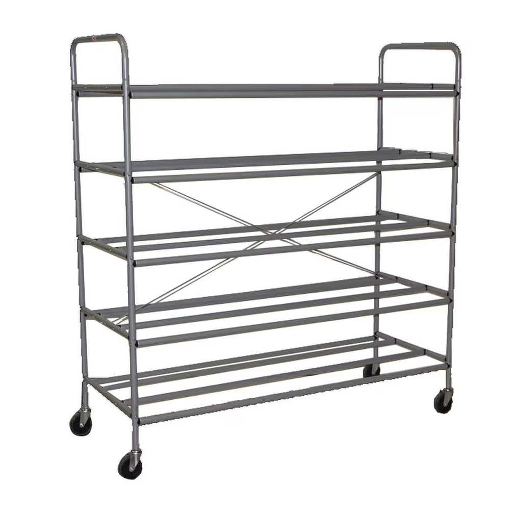 Pro Deluxe Football Helmet Cart loaded with helmets showing heavy-duty steel frame and 4-inch locking wheels.