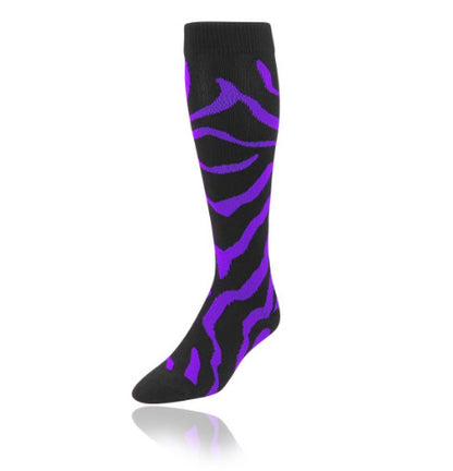 TCK Zebra All Sport Fashion Socks Heel & Toe Black/ Purple / Small