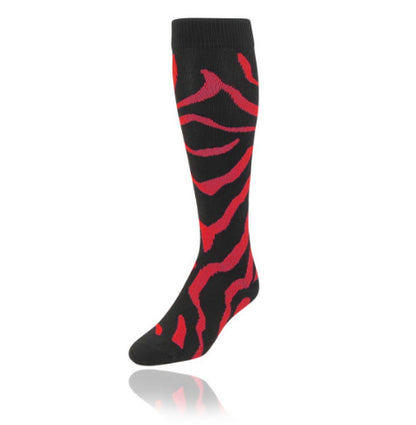 TCK Zebra All Sport Fashion Socks Heel & Toe Black/ Scarlet / Small
