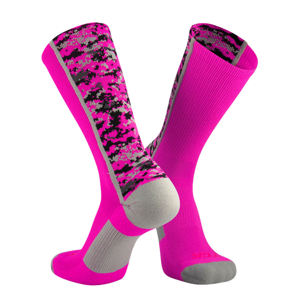 Tck Twin City Digital Camo Crew Length Heel & Toe Sock Hot Pink / Medium