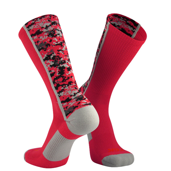 Tck Twin City Digital Camo Crew Length Heel & Toe Sock Scarlet / X-Large