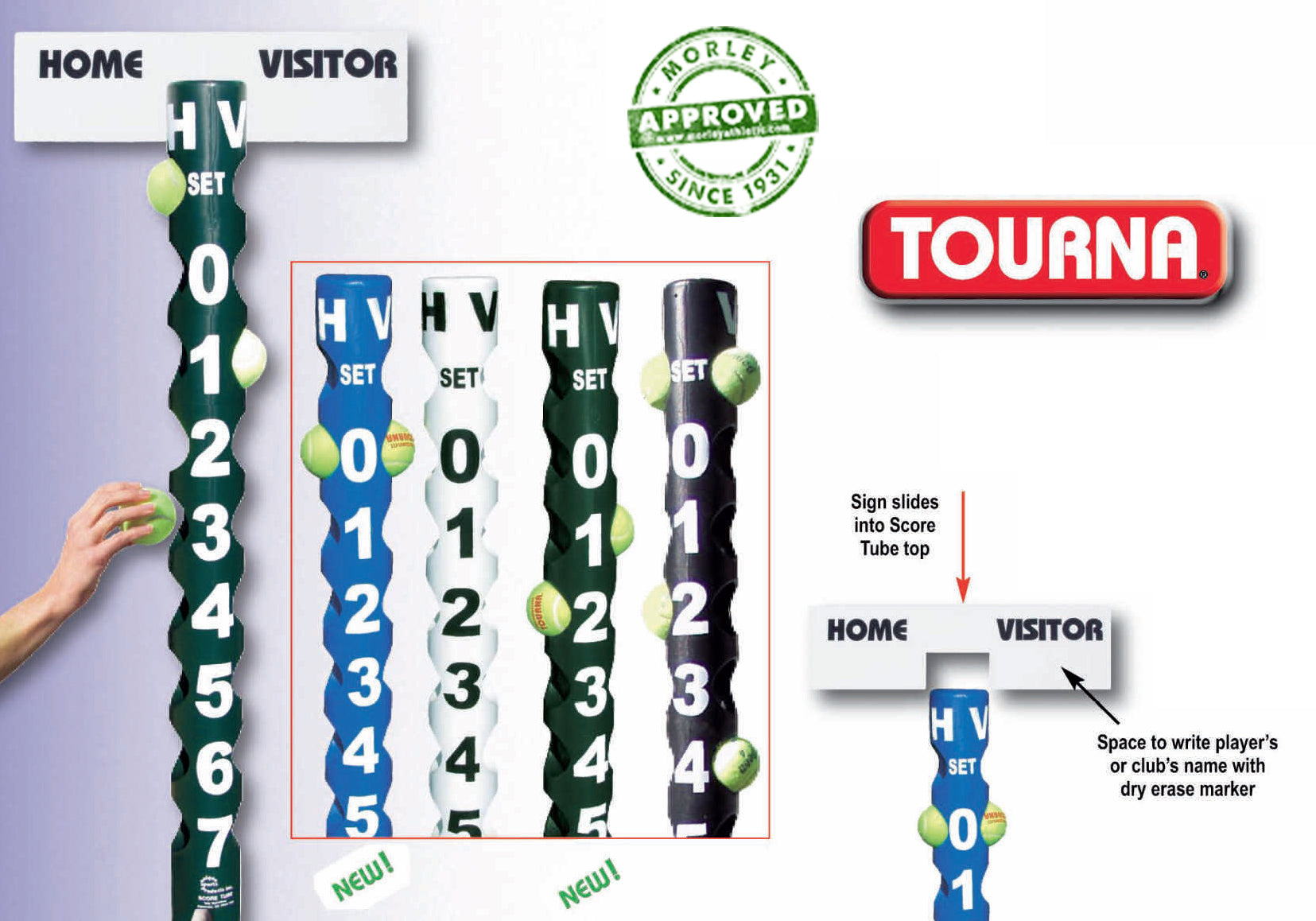 Score Tube Fits Round Posts Slots On Side For Net Cables & Sign Green Score Tube