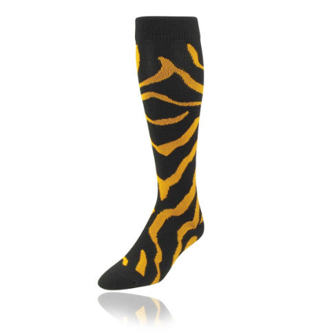 TCK Zebra All Sport Fashion Socks Heel & Toe Black/Gold / Small